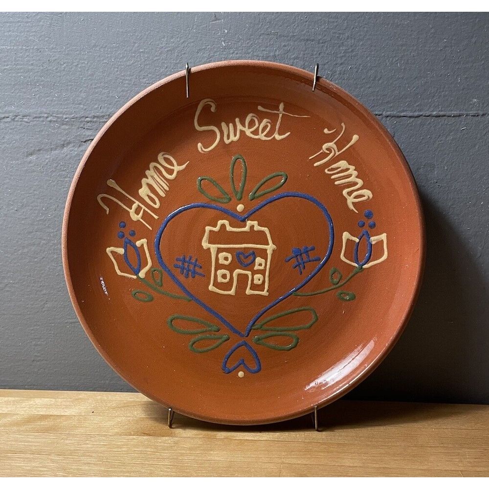 🏠 Vintage '86 Signed Gris Pottery Redware Slipware "Home Sweet Home" Plate. 🏠 - Picture 4 of 5